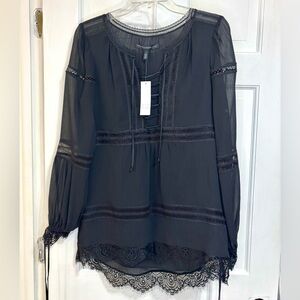 NWT White House Black Market sz 4 Karlee Boho Blouse black